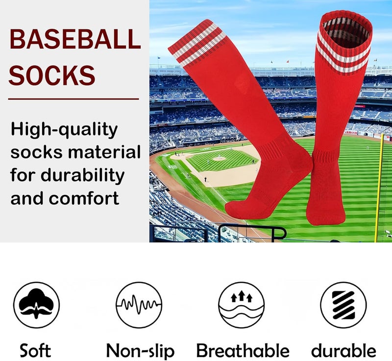 EDCYF Kids Baseball or Softball Socks and Belt Combo Set Softball Knee Socks High Tube Soccer Socks for Youth Boys Girls - Image 2
